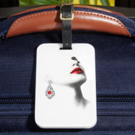 Etiqueta De Bagagem Silent Beauty – Monochrome Charcoal Art with Red 