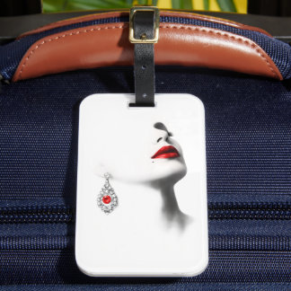 Etiqueta De Bagagem Silent Beauty – Monochrome Charcoal Art with Red 