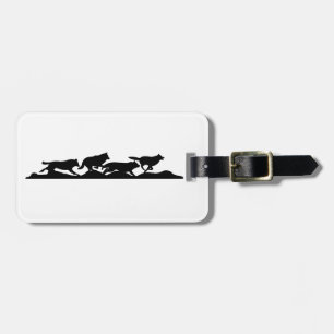 Etiqueta De Bagagem Silhouette Black Wolf Wild Correndo Com A Embalage