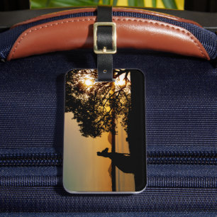 Etiqueta De Bagagem Silhuário preto e Dourado sunset Kangaroo Austráli