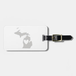 Etiqueta De Bagagem Silhueta do estado do Michigan do coração