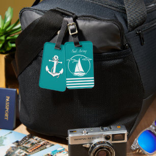 Etiqueta De Bagagem Silhueta/vela náutica/embarcação de vela/vela/aqua