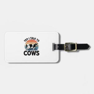 Etiqueta De Bagagem Sim, Eu Falo Com Vacas Engraçadas Vintage Dairy Fa