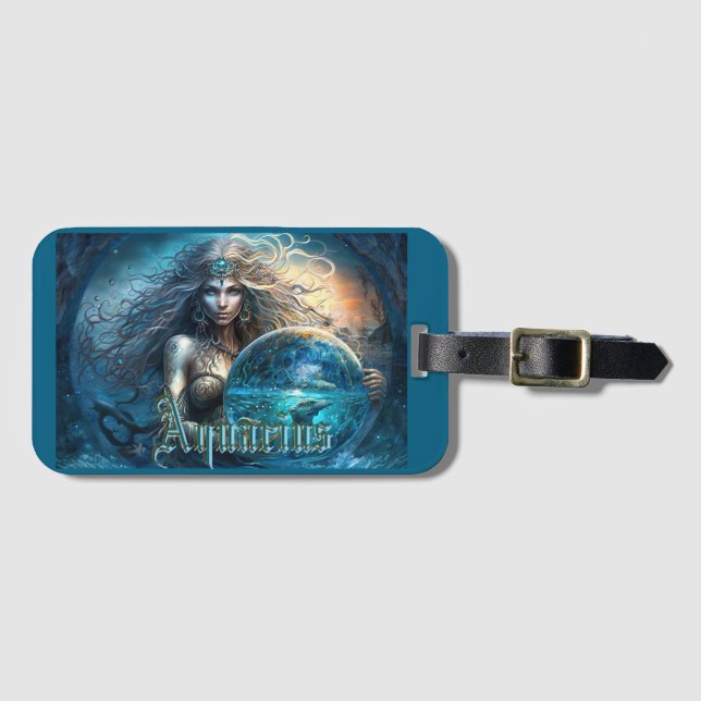 Etiqueta De Bagagem Símbolo Aquarius Zodiac (Frente Horizontal)