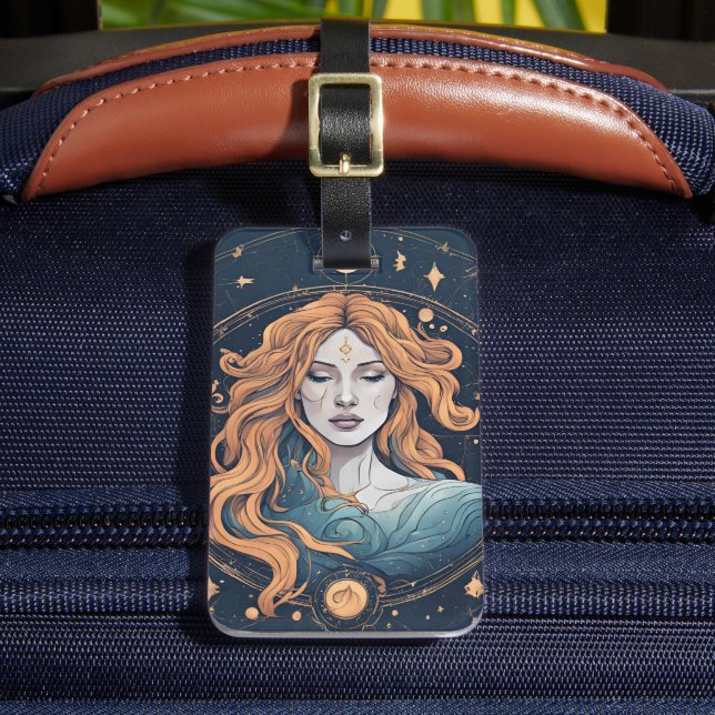 Etiqueta De Bagagem Símbolo Celestial Aquário Zodiac (Frente Insitu 2)