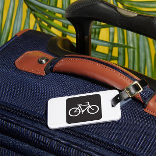 Etiqueta De Bagagem Símbolo de Bicicleta Minimalista Preto e Branco