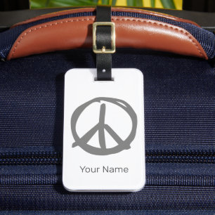 Etiqueta De Bagagem Símbolo de Paz - Sinal de Vintage para Hippie Pací