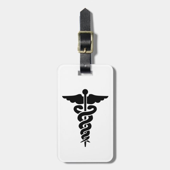 Etiqueta De Bagagem Símbolo Médico Caduceus (Frente Vertical)