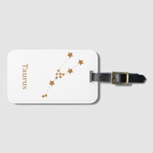 Etiqueta De Bagagem Símbolo Zodiac Moderno Taurus Dourado Elemento T