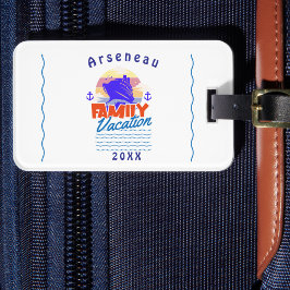 Etiqueta De Bagagem Simple Family Cruise Blue Personalize
