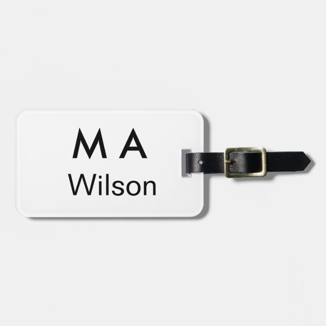 Etiqueta De Bagagem Simple monogram add your name letter man minimal   (Frente Horizontal)