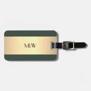 Etiqueta De Bagagem Simples Elegante Dourado Nome monograma de metal