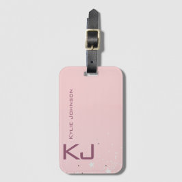 Etiqueta De Bagagem Simples, elegante, Glitter - Nome Monograma de Gli