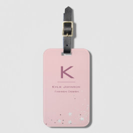 Etiqueta De Bagagem Simples, elegante, Glitter - Nome Monograma de Gli