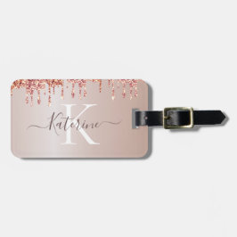 Etiqueta De Bagagem Simples, elegante, Glitter - Nome Monograma de Gli