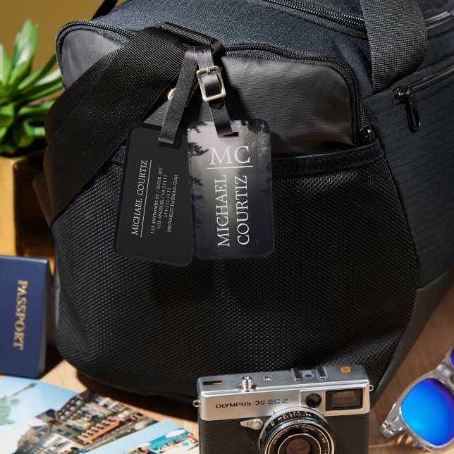 Etiqueta De Bagagem Simples floresta escura elegante Personalização mo (Frente e verso)