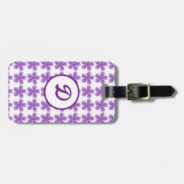 Etiqueta De Bagagem simples monograma moderno floral roxo elegante