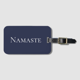 Etiqueta De Bagagem Simples Namaste Yoga Azul Branco