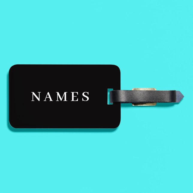 Etiqueta De Bagagem Simples Preto Personalizado Adicionar Seu Nome Ele (Criador carregado)