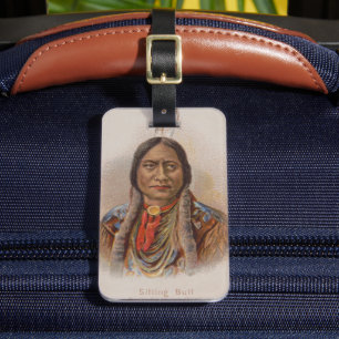 Etiqueta De Bagagem Sinais de fumaça: Touro Sentado Chefe Indiano de L