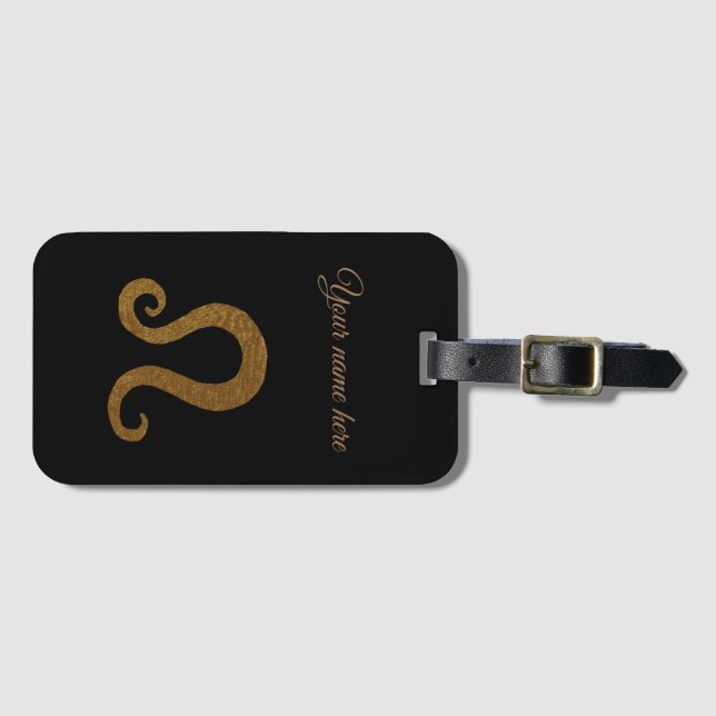 Etiqueta De Bagagem Sinal de Astrologia do Ouro Leão (Frente Horizontal)