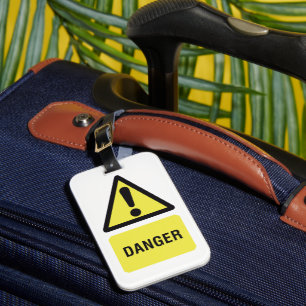 Etiqueta De Bagagem Sinal de Aviso de Perigo Triângulo Amarelo Exclama