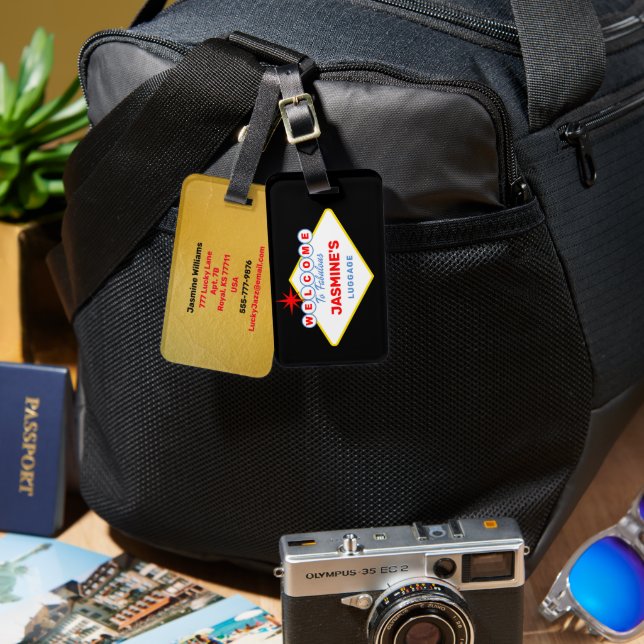 Etiqueta De Bagagem Sinal de Cassino Tema Vegas (Frente e verso)