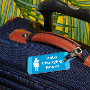 Etiqueta De Bagagem Sinal de Sala de Mudança de Bebê com Pai e Criança