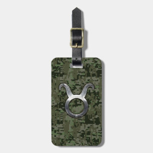 Etiqueta De Bagagem Sinal do Taurus na camuflagem de Digitas do verde