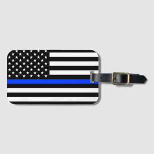 Etiqueta De Bagagem Sinalizador da Polícia de Linha Azul-Fino