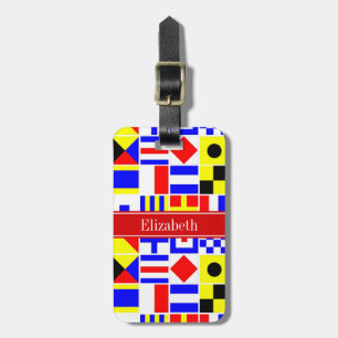 Etiqueta De Bagagem Sinalizadores de Sinal Náutico Coloridos Monogram
