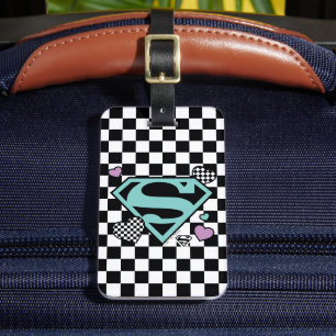 Etiqueta De Bagagem Skater Girl Supergirl Hearts-Shield