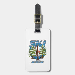 Etiqueta De Bagagem Ski USA Para logotipo de aventura.