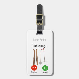 Etiqueta De Bagagem Skis Chamando..Personalizado