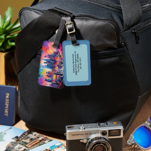 Etiqueta De Bagagem Skyline Abstrato Art de Londres (Frente e verso)