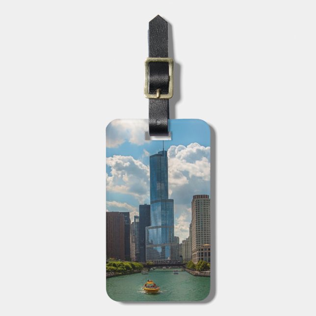 Etiqueta De Bagagem Skyline Chicago (Frente Vertical)