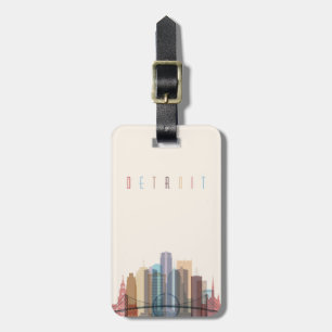 Etiqueta De Bagagem Skyline da cidade de Detroit, Michigan