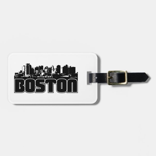 Etiqueta De Bagagem Skyline de Boston (Frente Horizontal)