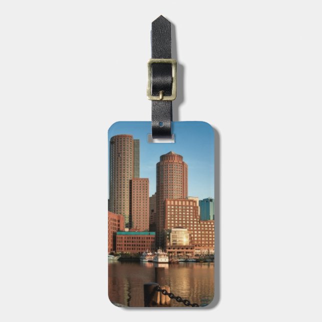 Etiqueta De Bagagem Skyline de Boston (Frente Vertical)