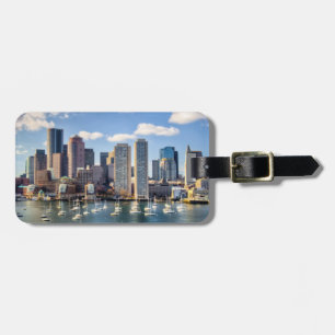 Etiqueta De Bagagem Skyline de Boston do beira-rio