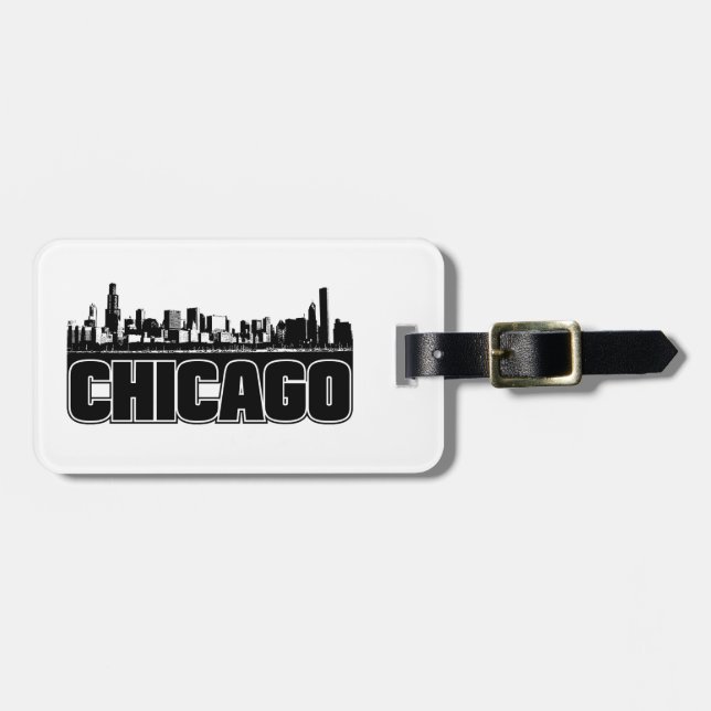 Etiqueta De Bagagem Skyline de Chicago (Frente Horizontal)