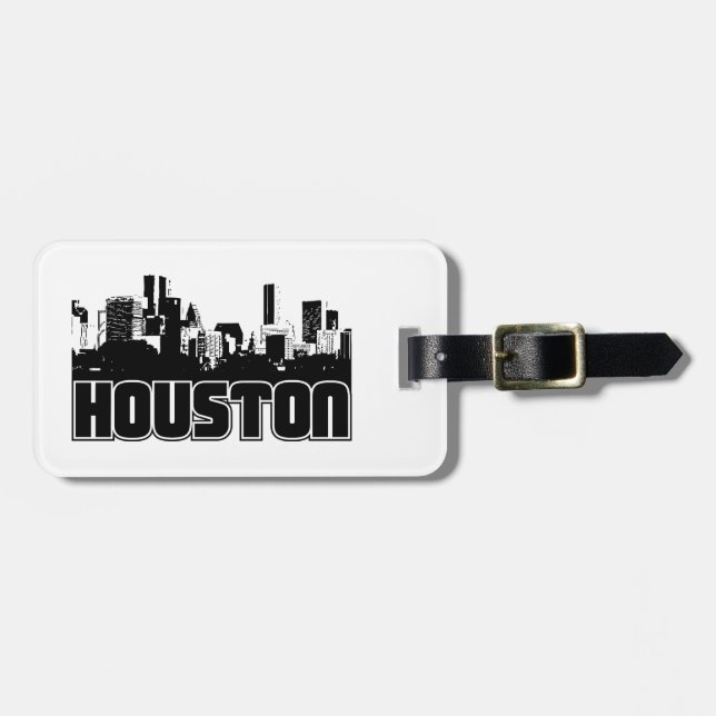 Etiqueta De Bagagem Skyline de Houston (Frente Horizontal)