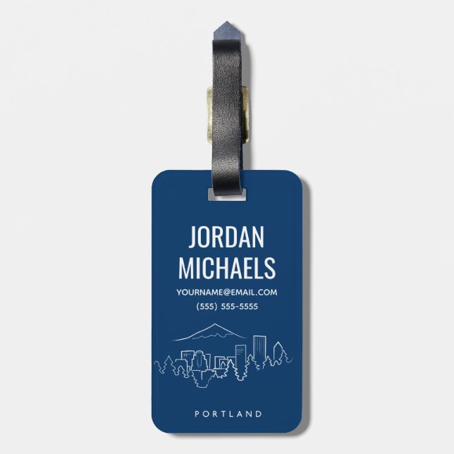 Etiqueta De Bagagem Skyline de Portland (Traseira Vertical)