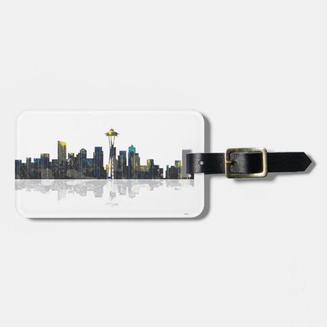 Etiqueta De Bagagem Skyline de Seattle Washington (Frente Horizontal)