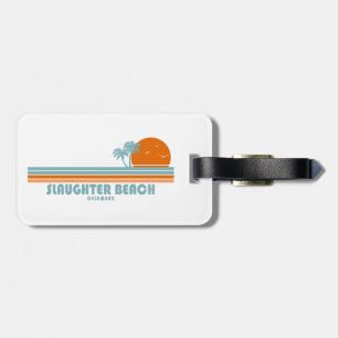 Etiqueta De Bagagem Slaughter Beach Delaware Sol Palmeiras
