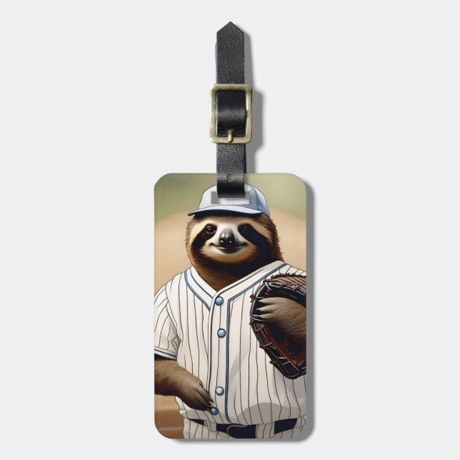 Etiqueta De Bagagem "Slugger Sloth: Devagar e Estável na Placa" (Frente Vertical)