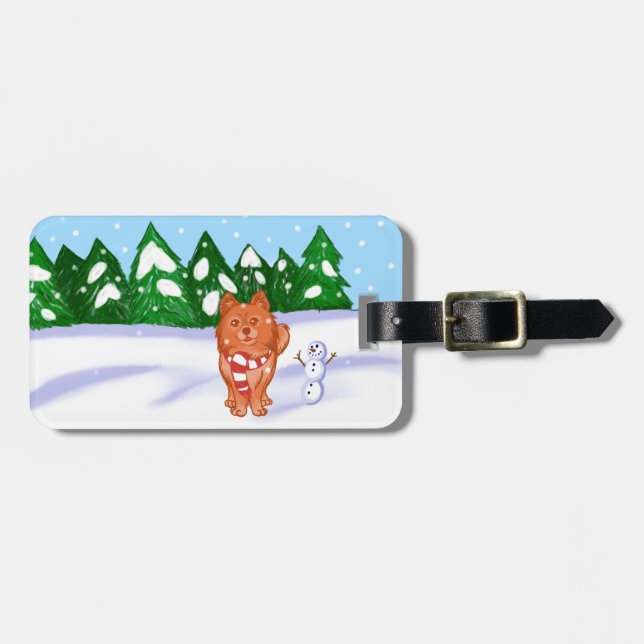 Etiqueta De Bagagem Snow Puppy (Frente Horizontal)