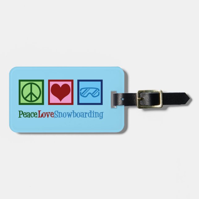 Etiqueta De Bagagem Snowboard Personalizado do Peace Love (Frente Horizontal)