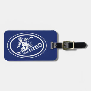 Etiqueta De Bagagem Snowboard "SHRED" Oval Snowboarder Tag
