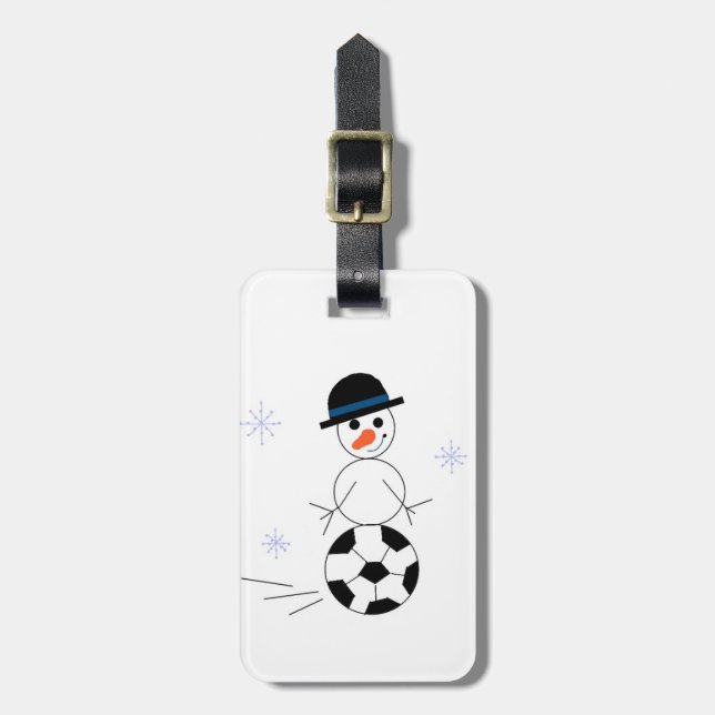 Etiqueta De Bagagem Snowman de Futebol (Frente Vertical)